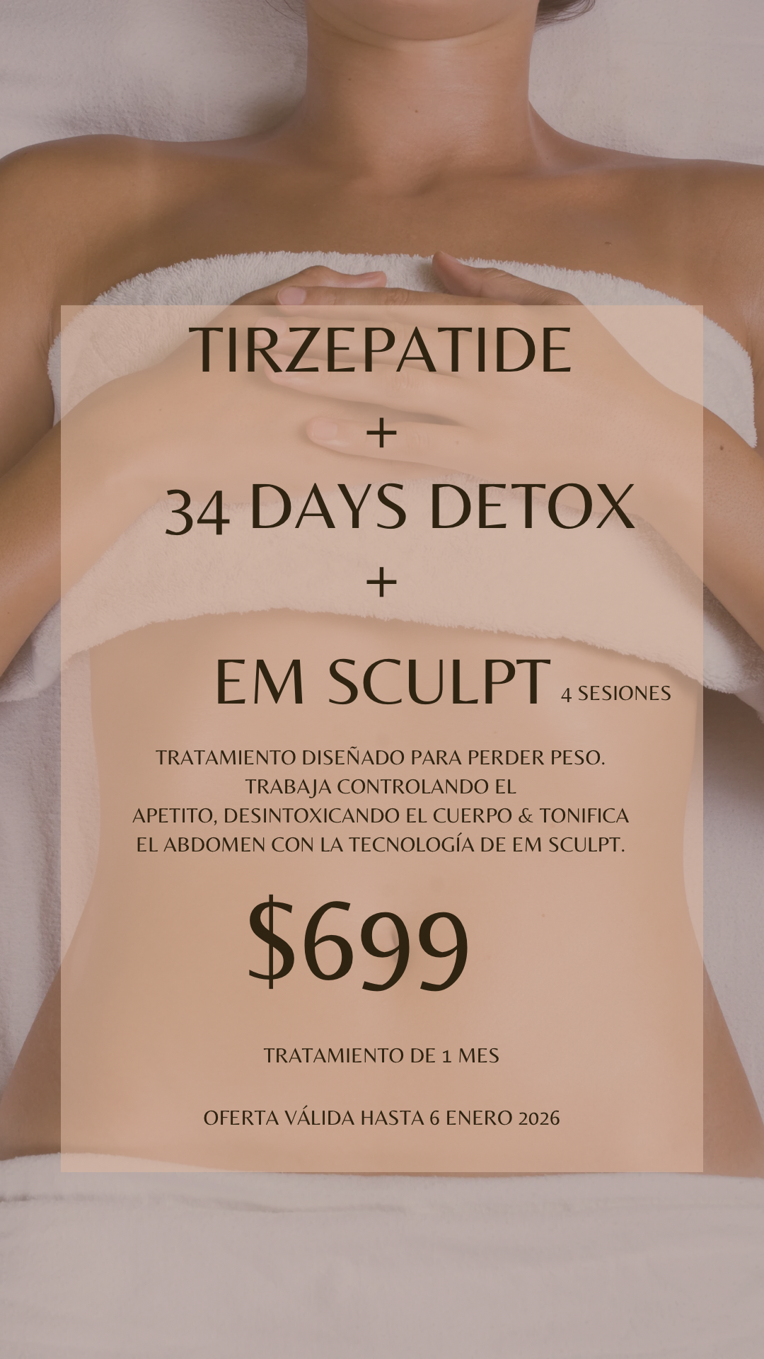 Tirzepatide, 34 days detox, Em Sculpt