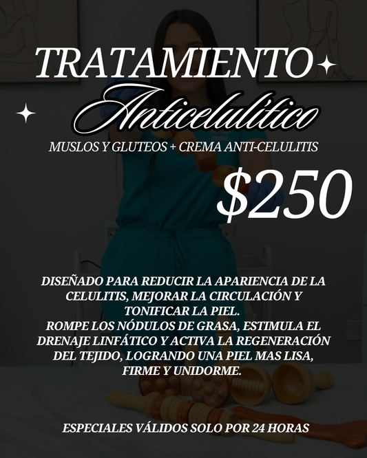 TRATAMIENTO ANTICELULÍTICO MUSLOS Y GLUTEOS +CREMA ANTICELULÍTICA
